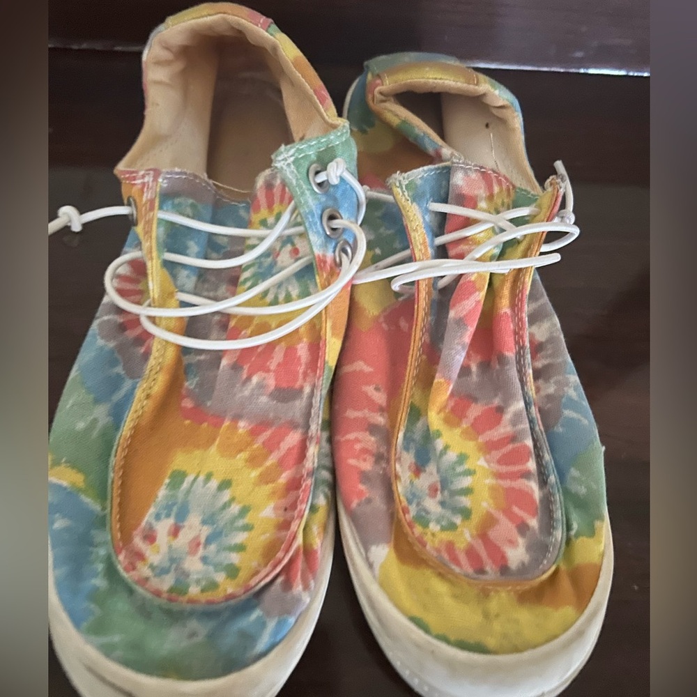 Tie-Dye Slip-On Sneakers in Yellow, Red, Green, and Blue